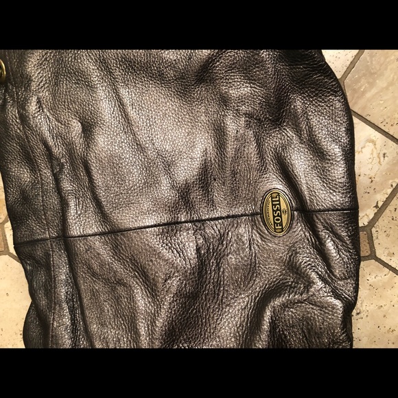 Leather Fossil Metallic Hobo Purse - Picture 5 of 5